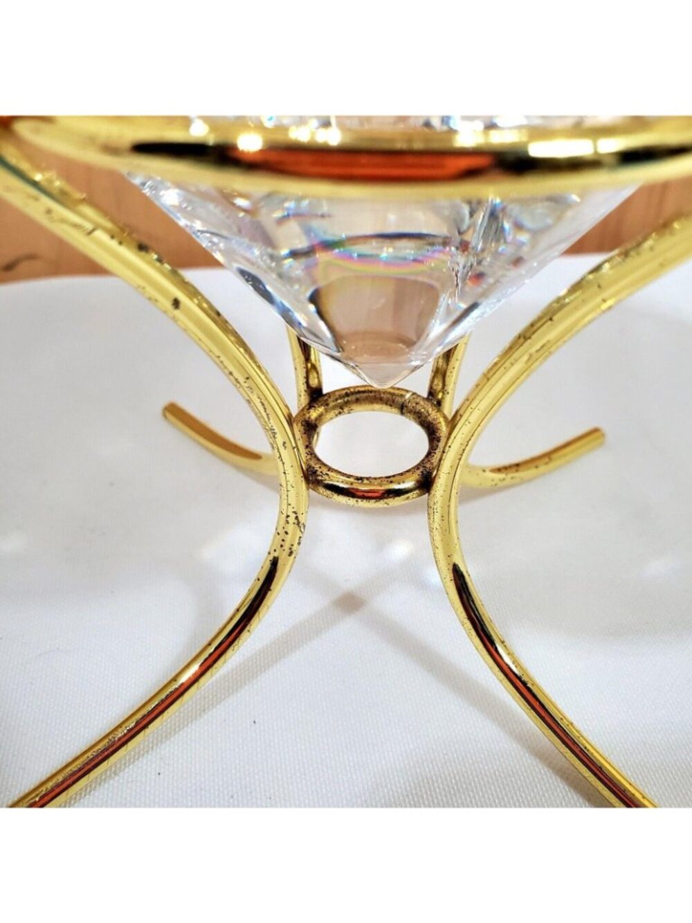 Partylite Solitaire Tealight Candle Holder 24% lead crystal diamond 1999 vtg - Picture 6 of 10